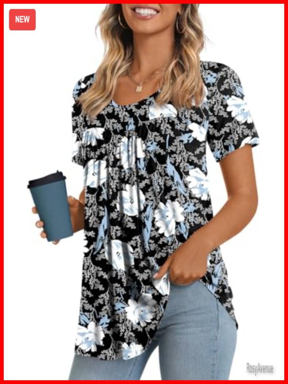 95% Rayon 5% Spandex Short Sleeve Tunic Tops Casual Summer Blouse S-4XL